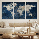 Large Blue World Map Wall Art Canvas Print for Home Office by MyGreatCanvas | Canvas Wall Art Prints | Photo Prints & Wall Decor