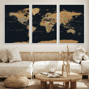 Vintage World Map Earth Globe Countries Oceans Continents by MyGreatCanvas | Canvas Wall Art Prints | Photo Prints & Wall Decor