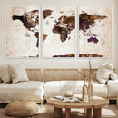 Blue Watercolor World Map Canvas Print – Framed Modern Wall