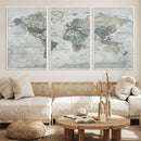 Neutral Vintage World Map Canvas Wall Art Print, Classic Map by MyGreatCanvas | Canvas Wall Art Prints | Photo Prints & Wall Decor