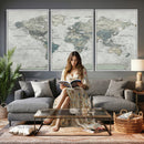 Neutral Vintage World Map Canvas Wall Art Print, Classic Map