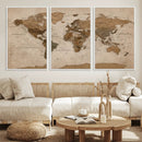 World Map Canvas Wall Art Print, Detailed Global Map Artwork