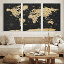 Vintage Blue and Brown World Map Canvas Wall Art – Framed by MyGreatCanvas | Canvas Wall Art Prints | Photo Prints & Wall Decor