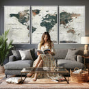 World Map Canvas Print – Framed Travel Map Wall Art for