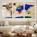 Watercolor World Map Canvas Print – Framed Wall Art for by MyGreatCanvas | Canvas Wall Art Prints | Photo Prints & Wall Decor