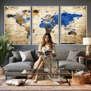 World Map Canvas Print – Colorful Abstract Travel Map,