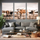 Texas Longhorn Cattle Wall Art Canvas Print, Sepia Western by MyGreatCanvas | Canvas Wall Art Prints | Photo Prints & Wall Decor