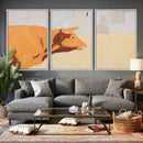Minimal Longhorn Bull Wall Art Canvas Print, Neutral Western by MyGreatCanvas | Canvas Wall Art Prints | Photo Prints & Wall Decor