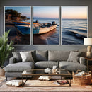 Coastal Fishing Boats Wall Art Canvas Print, Sunset Beach by MyGreatCanvas | Canvas Wall Art Prints | Photo Prints & Wall Decor