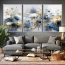 Large Abstract Flowers Wall Art Canvas Print – Gold and Blue by MyGreatCanvas | Canvas Wall Art Prints | Photo Prints & Wall Decor