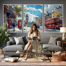 London Street Canvas Wall Art — Big Ben Red Bus Print | Oil by MyGreatCanvas | Canvas Wall Art Prints | Photo Prints & Wall Decor