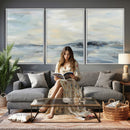 Abstract Coastal Landscape Wall Art Canvas Print – Soft Blue