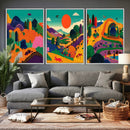 Colorful Japanese Landscape Print: Maximalist Panoramic Wall by MyGreatCanvas | Canvas Wall Art Prints | Photo Prints & Wall Decor