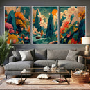 Colorful Japanese Landscape Print: Maximalist Panoramic Wall by MyGreatCanvas | Canvas Wall Art Prints | Photo Prints & Wall Decor