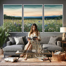 Wildflower Meadow Oil Painting Canvas — Daisy Lavender