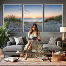 Sandy Dune Path Sunset Canvas Wall Art — Seagulls Beach by MyGreatCanvas | Canvas Wall Art Prints | Photo Prints & Wall Decor