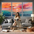 Bold Palette Knife Ocean Sunset Canvas — Orange Pink Teal by MyGreatCanvas | Canvas Wall Art Prints | Photo Prints & Wall Decor