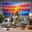 Colorful Knife Ocean Sunset Canvas — Orange Pink Teal by MyGreatCanvas | Canvas Wall Art Prints | Photo Prints & Wall Decor