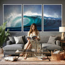 Ocean Wave Canvas Wall Art, Dramatic Teal Blue Seascape Oil by MyGreatCanvas | Canvas Wall Art Prints | Photo Prints & Wall Decor
