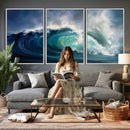 Ocean Wave Canvas Wall Art, Dramatic Teal Blue Seascape Oil by MyGreatCanvas | Canvas Wall Art Prints | Photo Prints & Wall Decor