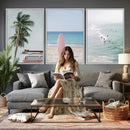 Surf Canvas Wall Art Set, Pink Surfboard VW Van Palm Tree by MyGreatCanvas | Canvas Wall Art Prints | Photo Prints & Wall Decor
