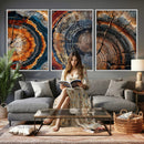 Tree Ring Canvas Wall Art, Wood Cross Section Triptych by MyGreatCanvas | Canvas Wall Art Prints | Photo Prints & Wall Decor