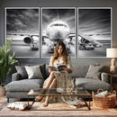 Airplane Wall Art Canvas Print, Black and White Jet Aircraft by MyGreatCanvas | Canvas Wall Art Prints | Photo Prints & Wall Decor