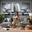 Propeller Plane Wall Art Canvas Print, Black and White by MyGreatCanvas | Canvas Wall Art Prints | Photo Prints & Wall Decor