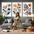 Watercolor Botanical Canvas Wall Art Set, Navy Terracotta by MyGreatCanvas | Canvas Wall Art Prints | Photo Prints & Wall Decor