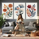 Watercolor Botanical Canvas Wall Art Set, Navy Terracotta by MyGreatCanvas | Canvas Wall Art Prints | Photo Prints & Wall Decor