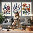 Watercolor Botanical Canvas Wall Art Set, Navy Terracotta by MyGreatCanvas | Canvas Wall Art Prints | Photo Prints & Wall Decor