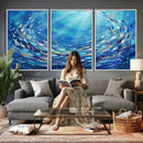 School of Fish Canvas Print | Blue Ocean Underwater Wall Art by MyGreatCanvas | Canvas Wall Art Prints | Photo Prints & Wall Decor