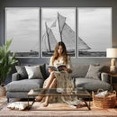 Vintage Sailboat Wall Art Canvas Print, Black and White by MyGreatCanvas | Canvas Wall Art Prints | Photo Prints & Wall Decor
