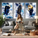 Feather Canvas Wall Art Navy Blue Gold Watercolor Abstract by MyGreatCanvas | Canvas Wall Art Prints | Photo Prints & Wall Decor