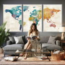 Watercolor World Map Canvas Wall Art Print – Abstract by MyGreatCanvas | Canvas Wall Art Prints | Photo Prints & Wall Decor