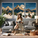 Moonlit Mountain Cabin Wall Art Canvas Print, Rustic Mountain Landscape Canvas Print, Woodland Cabin Wall Decor, Framed Nature Artwork Ready to Hang by MyGreatCanvas | Canvas Wall Art Prints | Photo Prints & Wall Decor