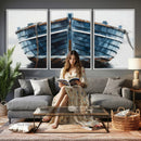 Blue Wooden Rowboat Canvas Wall Art, Coastal Nautical Boat Painting Print for Lake Beach House Decor, Minimalist Maritime Decor Artwork by MyGreatCanvas | Canvas Wall Art Prints | Photo Prints & Wall Decor