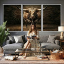 Texas Longhorn Bull Canvas Wall Art, Western Ranch Cattle Photography Print, Rustic Farmhouse Cowboy Decor Artwork by MyGreatCanvas | Canvas Wall Art Prints | Photo Prints & Wall Decor