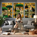 Gustav Klimt Golden Cityscape Wall Art Canvas Print,
