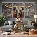 Texas Longhorn Skull Canvas Wall Art Rustic Western Decor Print by MyGreatCanvas | Canvas Wall Art Prints | Photo Prints & Wall Decor