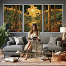 Gustav Klimt Style Forest Canvas Wall Art, Golden Forest Path Floral Art Nouveau Print, Enchanted Woodland Decor by MyGreatCanvas | Canvas Wall Art Prints | Photo Prints & Wall Decor