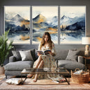 Lake Abstract Mountain Wall Art Canvas Print