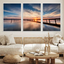 Wooden Pier on Seascape and Sunset Wall Art Canvas Print by MyGreatCanvas | Canvas Wall Art Prints | Photo Prints & Wall Decor