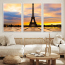 Paris Eiffel Tower Sunset Canvas Wall Art Print - Iconic