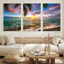 Framed Tropical Sunset Art Canvas Print