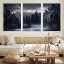 Night Landscape and Trees Wall Art Canvas Print