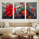Red Chili Peppers Wall Art Kitchen Artwork Canvas Print