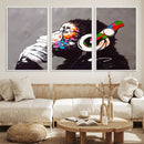 Dj Monkey Listening to Music Wall Art Print | Banksy Monkey by MyGreatCanvas | Canvas Wall Art Prints | Photo Prints & Wall Decor