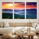 Sunset over Mountain Canvas Print, Forest Canvas Wall Art –