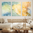 Green and Yellow Marble Fluid Effect Wall Art, Green and